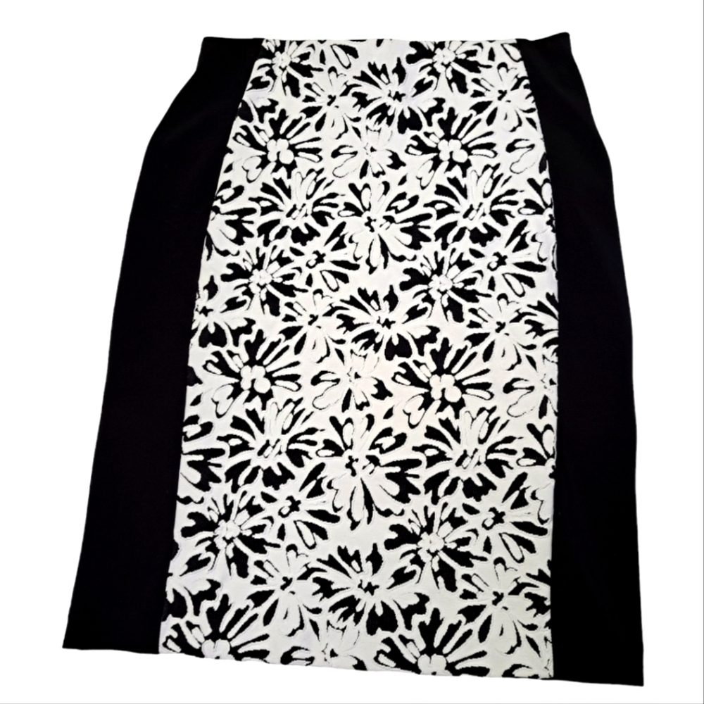 Joseph Ribkoff Black White Floral Pencil Skirt